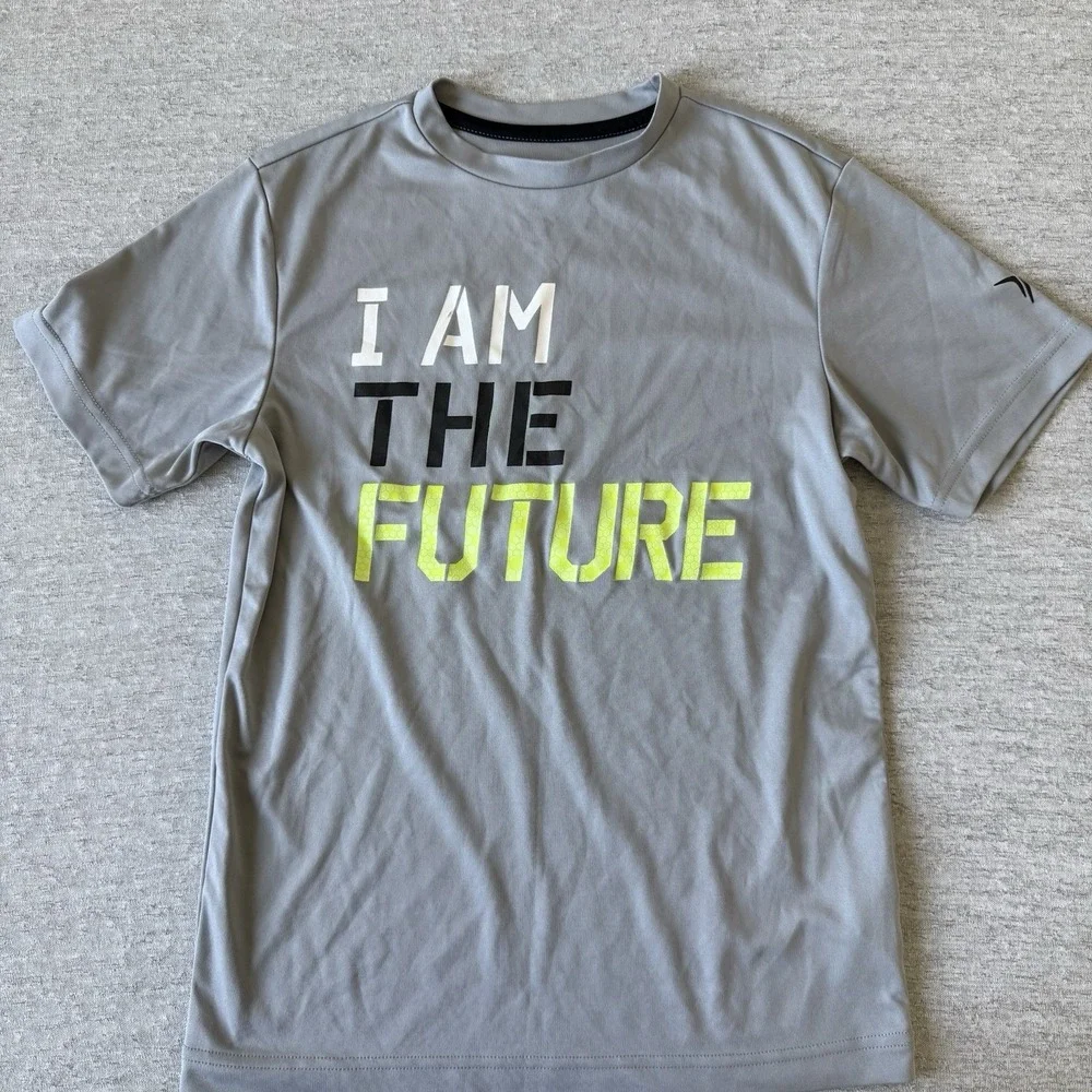 Old Navy Active Boys Graphic T-Shirt Medium Gray Loose Fit Short Sleeve